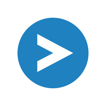 Blue circular button with white arrow symbol indicating direction for navigation