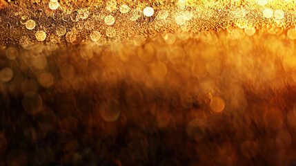 Poster - Blurred gold bokeh background with elegant light creates warm and inviting atmosphere, perfect for festive occasions or artistic projects. shimmering effect adds depth and beauty