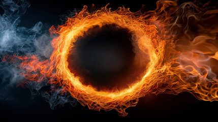 Poster - Fiery circular design with smoke elements creating dynamic effect