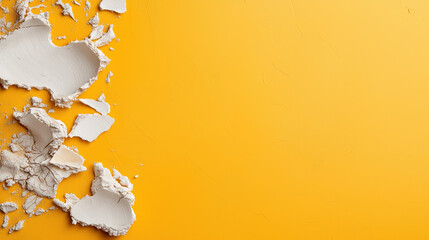 Poster - Texture of cracked plaster on vibrant yellow background