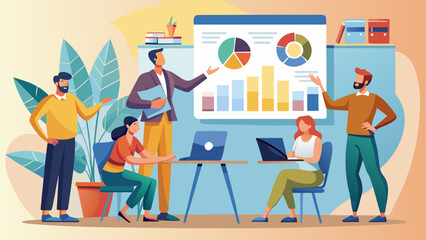 Poster - A business team presenting data with charts and graphs