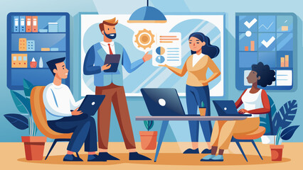 Poster - Team collaboration meeting in a modern office space