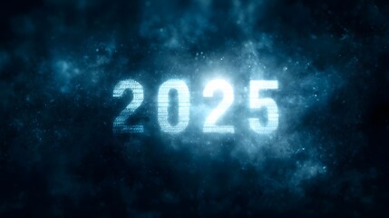 Poster - Futuristic digital hologram displaying the transition from 2025 to 2026