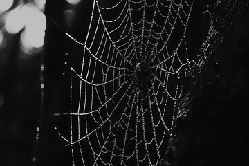 spider web with dew