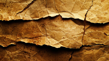 Poster - Aged grunge paper texture with deep folds and warm yellow tint, creating vintage and rustic feel. intricate details of creases add character and depth to surface