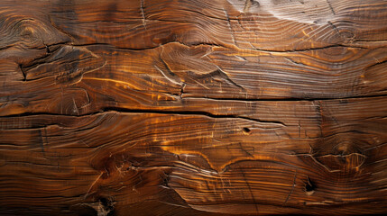 Poster - Rich, textured wooden surface showcasing deep grooves and natural imperfections, evoking sense of warmth and rustic charm. Ideal for various design projects