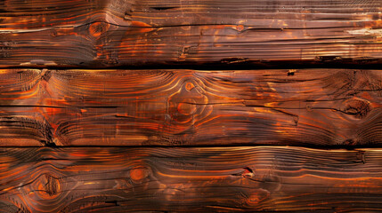 Poster - Sanded wooden planks with rough edges and uneven finish create rustic and warm atmosphere, showcasing rich textures and deep brown hues that evoke sense of natural beauty