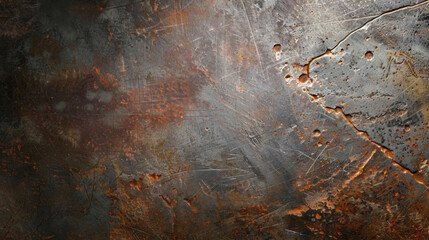 Poster - Scratched galvanized metal background with dull shine, featuring rust and texture variations that evoke sense of industrial charm and ruggedness