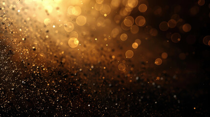 Poster - Smooth gold gradient backdrop with minimal light creates stunning visual effect, showcasing shimmering particles that evoke sense of elegance and warmth