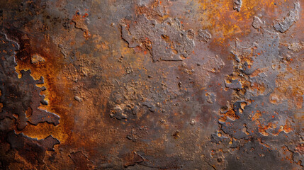 Poster - Textured steel surface with grime, rust, and oil smudges creates rugged and industrial aesthetic. rich colors of orange and brown evoke sense of age and wear