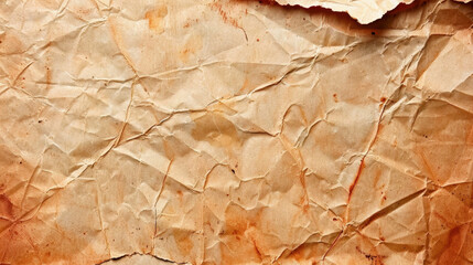 Poster - Crumpled vintage paper background with creases and stains, evoking sense of nostalgia and history. Perfect for artistic projects or as textured backdrop