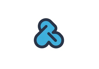 Poster - A light blue abstract logo with a dark blue outline on a plain white background in a centered position