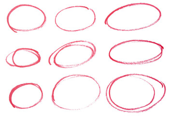 Poster - Set of red highlight circles on transparent background cut out design elements