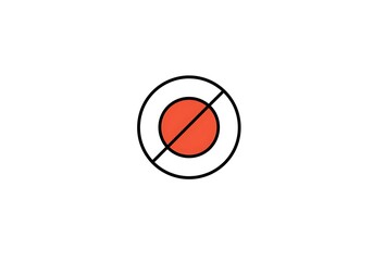Poster - A symbolic representation of prohibition featuring circles and a diagonal line on a white background
