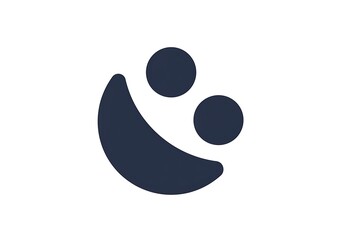 Poster - A simple graphic of a crescent moon shape with two circles above it on a white background design