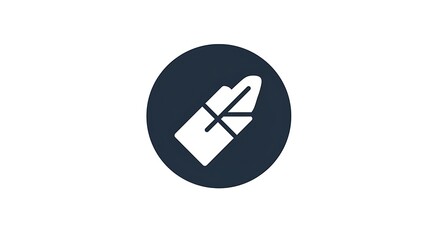 Poster - A white abstract shape with a cross inside a dark blue circle on a plain white background image view