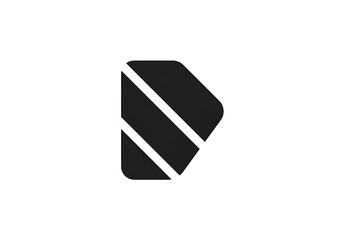 Poster - A black geometric shape with rounded corner and three diagonal lines on a white background