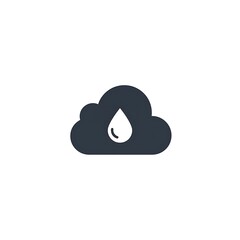 Poster - A dark cloud with a white raindrop inside on a white background in a simple graphic illustration