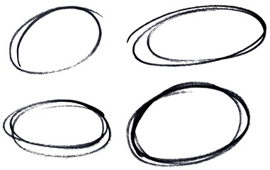 Poster - Set of black highlight circles on transparent background cut out design elements