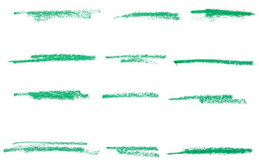 Poster - Set of green hand drawn wax crayon stroke line transparent background design element doodle scribble underline