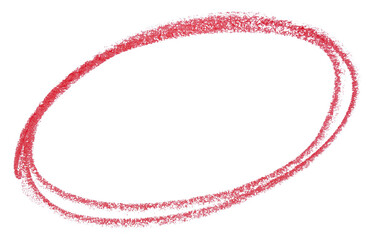 Poster - Red wax crayon highlight circle on transparent background cut out design element