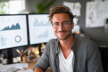 Poster - He is smiling and he is happy