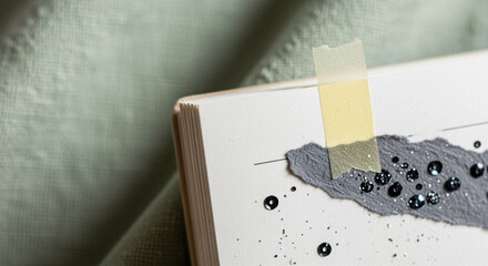 Poster - Art paper with yellow tape and creative designs on textured background