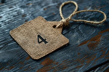 Poster - High Detail Visual of a Brown Tag with the Number 4 on it
