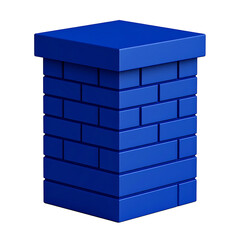 Poster - Dark Blue 3D Chimney Icon with Square Body and Stylized Roof on Transparent Background