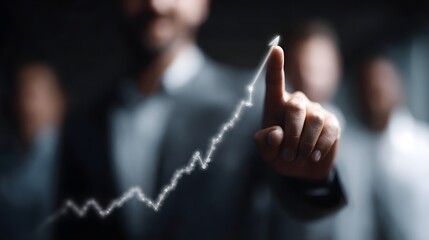 Poster - Businessman presenting growth graph to team in office setting