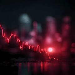 Poster - Dramatic financial chart depicting a steep market decline with infographic style lighting effects