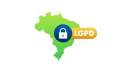Poster - Brazil map with lgpd and locked padlock