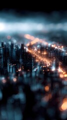 Poster - Glowing cityscape of a futuristic metropolis at night