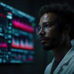 Poster - Medical professional analyzing patient data on a high tech display