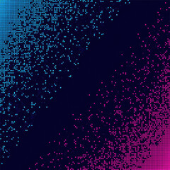 Poster - Vibrant digital background featuring gradient of blue and pink dots, creating visually striking pattern. This design evokes sense of modernity