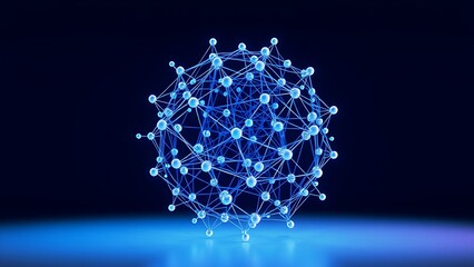 Futuristic blue and white spherical structure with interconnected nodes, symbolizing networks.