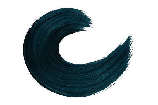 Teal hair lock forming crescent moon shape on transparent background, perfect for beauty and cosmetics projects