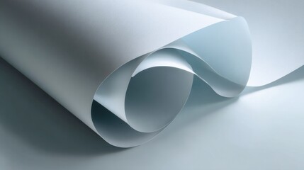 Fototapete - Curling white paper sheet studio photography minimalist close-up creative design concepts