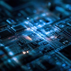 Poster - Close up of circuit board at night
