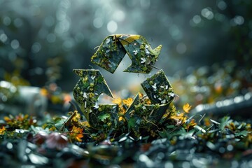Aufkleber - High Quality Picture of Recycle Symbol with Garbage