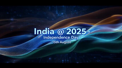 Fototapete - India Independence Day 2025: Futuristic Celebration with Dynamic Colors and Tech Background