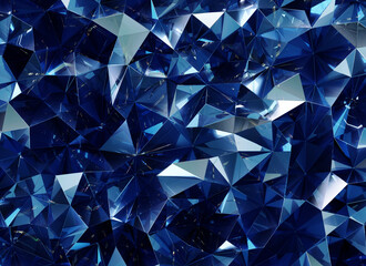 Poster - Abstract Blue Diamond Texture Crystal Close-Up Background, 3D rendering