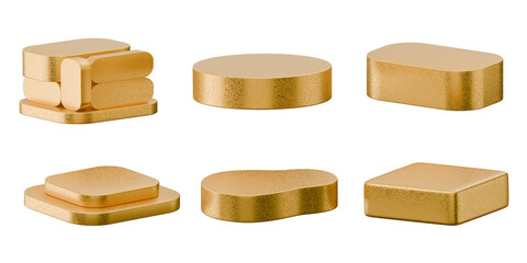 Poster - Gold podium set pack isolated background 3d rendering	
