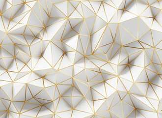 Poster - Abstract mesh futuristic white and gold background wallpaper 3d rendering	
