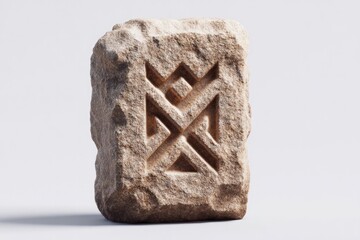 Poster - rune stone tablet carved with glowing symbols stylized look