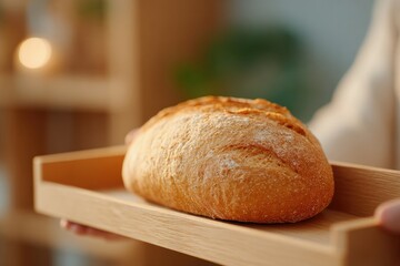Poster - person gently placing loaf of bread on donation shelf