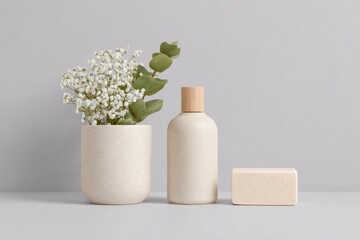 Poster - minimalistic display of handmade eco-friendly products with ample copy space showcasing clean image