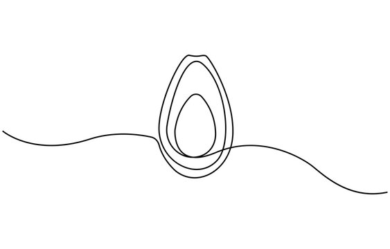 Avocado Single Line Icon, Continuous one single minimal line drawing Avocado, Sketch and Doodle Design. Avocado continuous line drawing vector illustration.