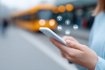 Poster - public transport hub with shared mobility apps in