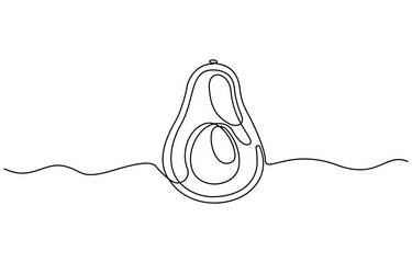 Fototapete - Avocado Single Line Icon, Continuous one single minimal line drawing Avocado, Sketch and Doodle Design. Avocado continuous line drawing vector illustration.